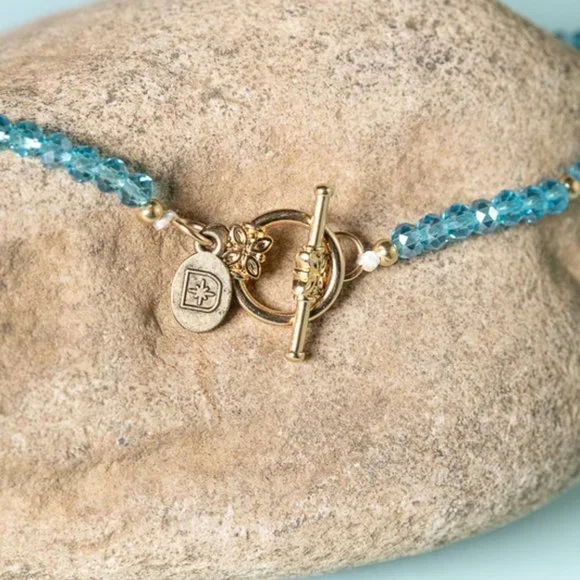 NWT Dylan Arden Blue Turquoise Stone Natural Crystal Beaded Layered Necklace - Picture 4 of 4